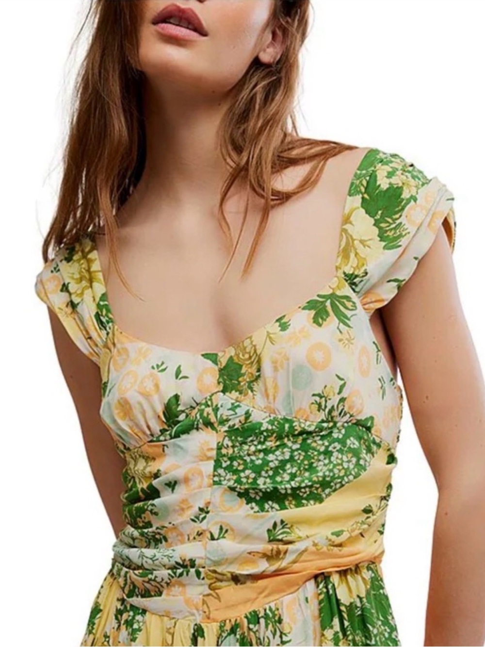 FREE PEOPLE Sasha Dress Maxi Lemon Combo L - Picture 3 of 16